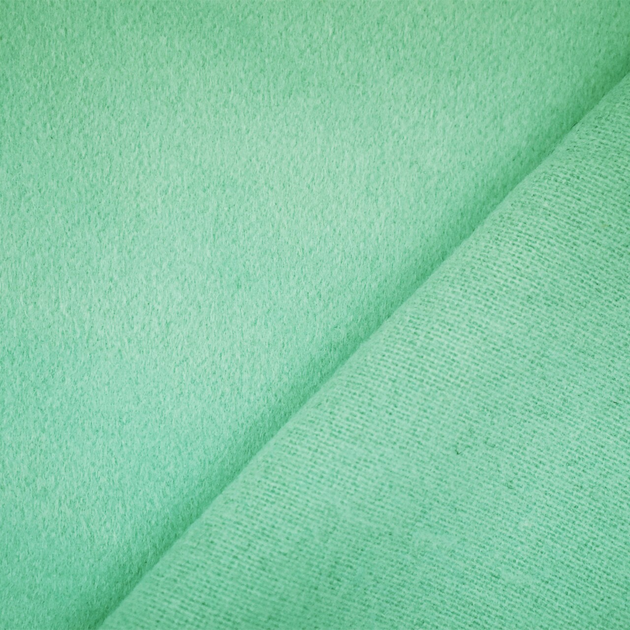 Mint Green Melton Wool-Poly Blend Solid Brush Double Woven Fabric By the Yard